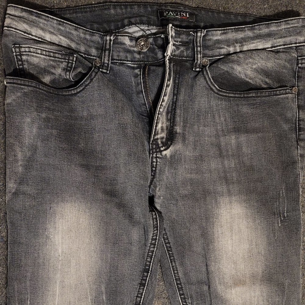 Pavini Italia Straight-leg, Stretch, Jeans Dark Gray, Black 32 x30
